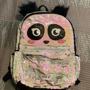Justice girls flip sequin panda backpack